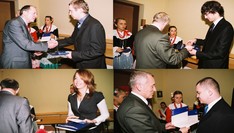 Laureaci Konkursu Primus Inter Pares w 2008 r. Medale wręcza Prezes Zarządu Fundacji p. Tadeusz Gratkowski oraz Przewodniczący Rady Fundacji p. Roman Krzystyniak, fot. M.Misiakiewicz